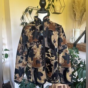 Vintage Reversible Tapestry Jacket – Baroque Floral & Black Leaf Jacquard